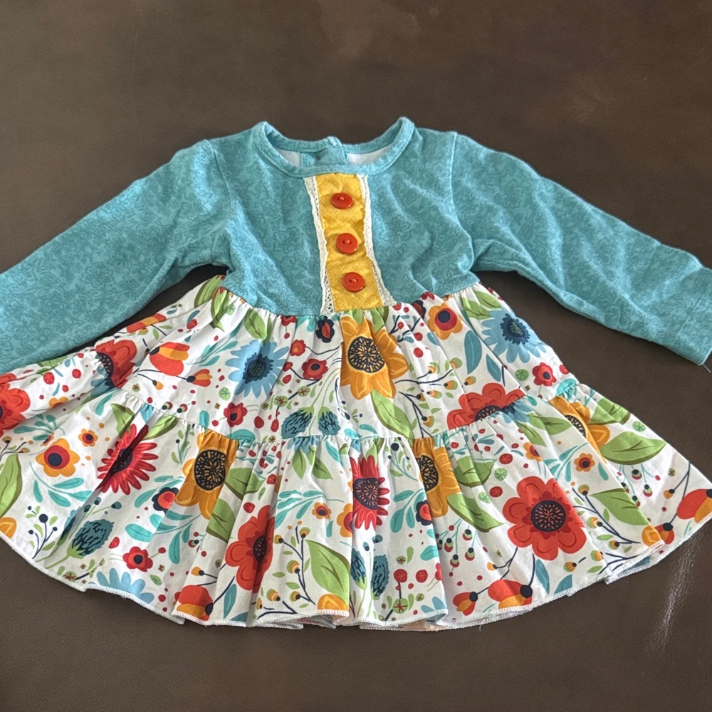 Ricrac & Ruffles Kids Dress with Blue Top